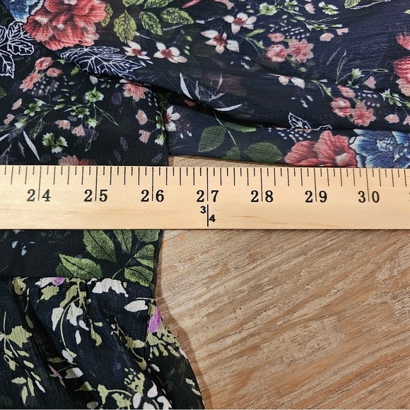 Suzanne Betro Boho Floral Velvet Sheer Lace Top Plus Size 3x with ruffle - Picture 9 of 14